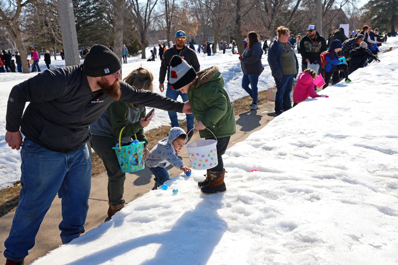 Families show up to hunt for Easter eggs Saturday, April 9, 2023, during the annual Brainerd Easter Egg Hunt at Gregory Park.