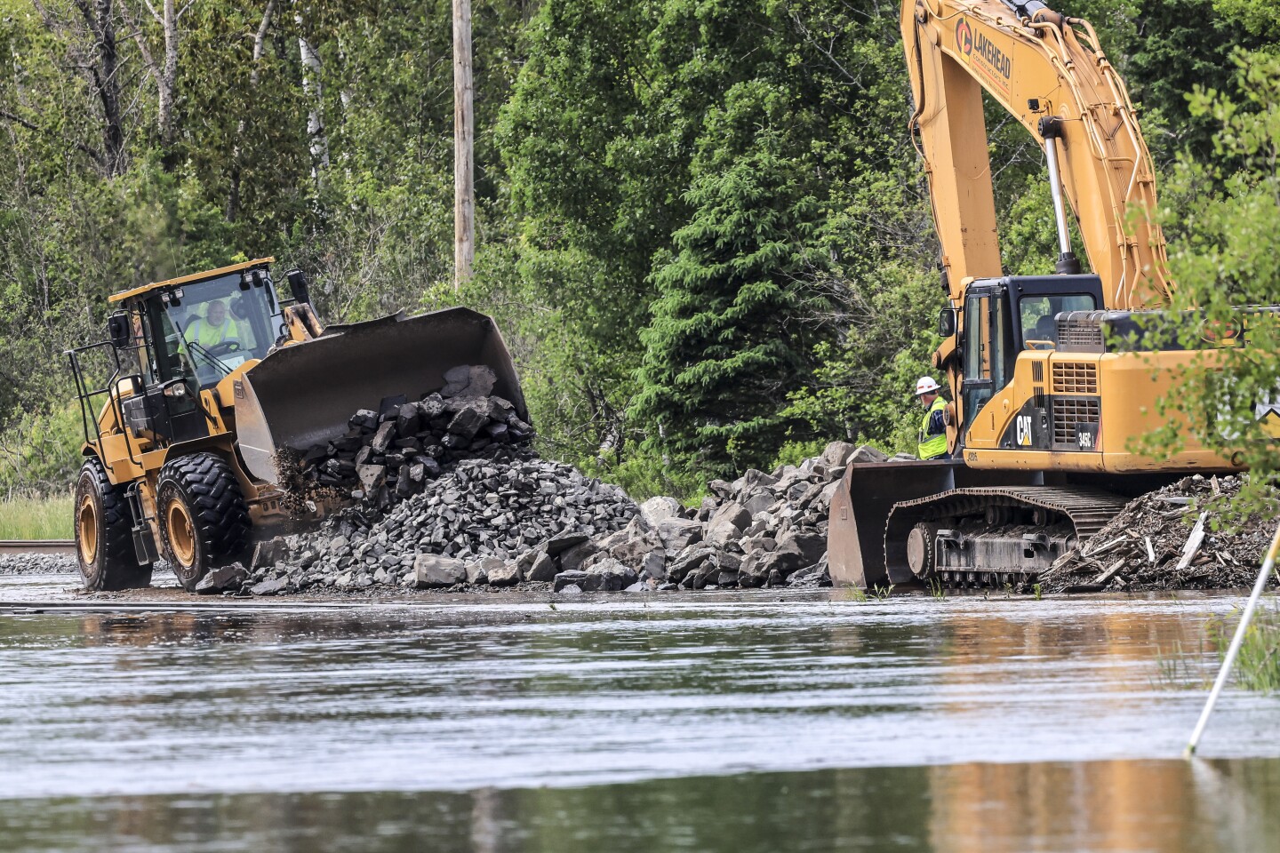floodwaters in small town
