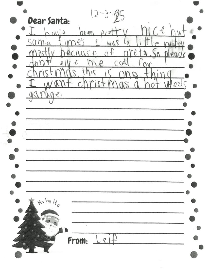 Letters to Santa: Mrs. Bender's second grade class at Baxter Elementary ...