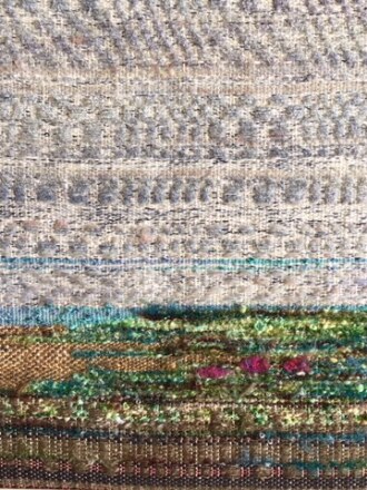 "Spring Rains," a watercolor weaving by Phyllis Packard.