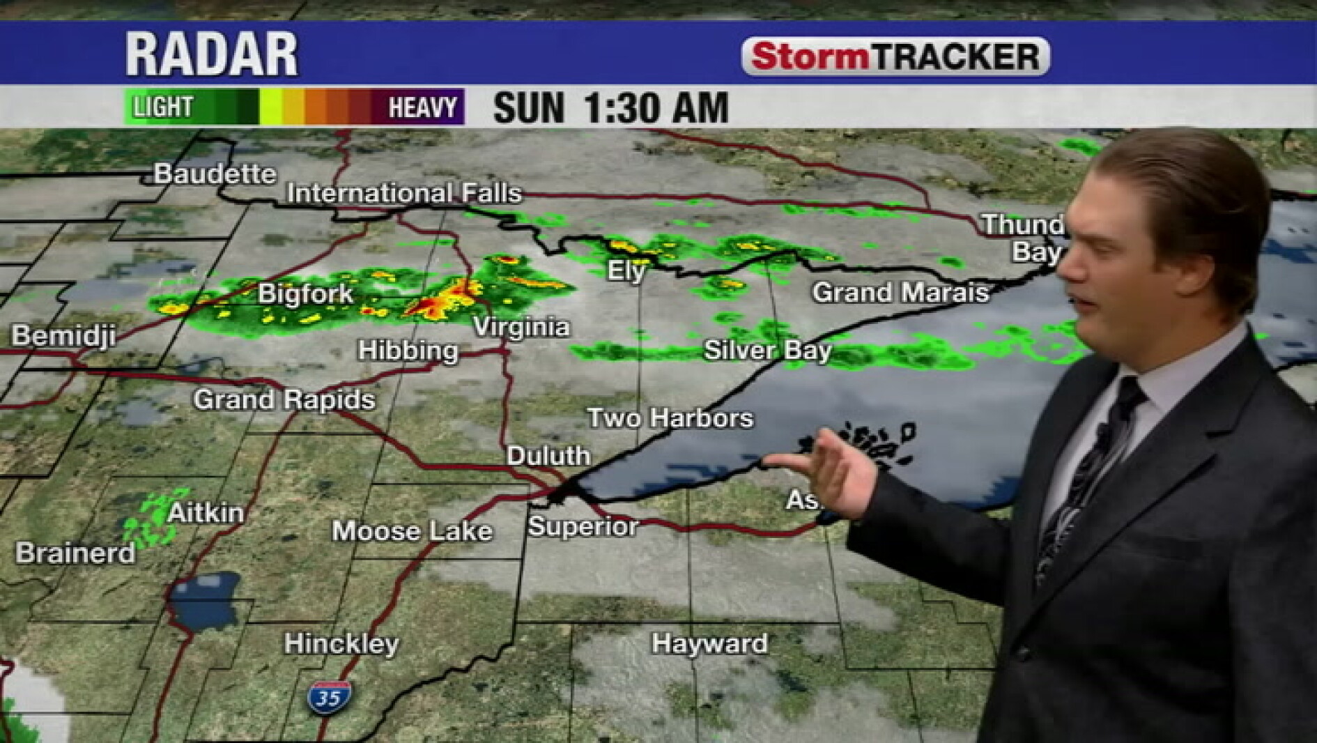 Showers and stray rumbles of thunder throughout the Arrowhead this morning