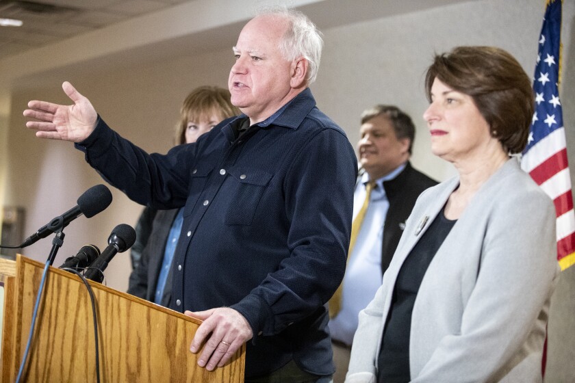 Governor Tim Walz speaks to members of the press following a roundtable discussion regarding H5N1 Highly Pathogenic Avian Influenza (HPAI) in Minnesota Tuesday, April 19, 2022, at the Kandiyohi County Health & Human Services building.