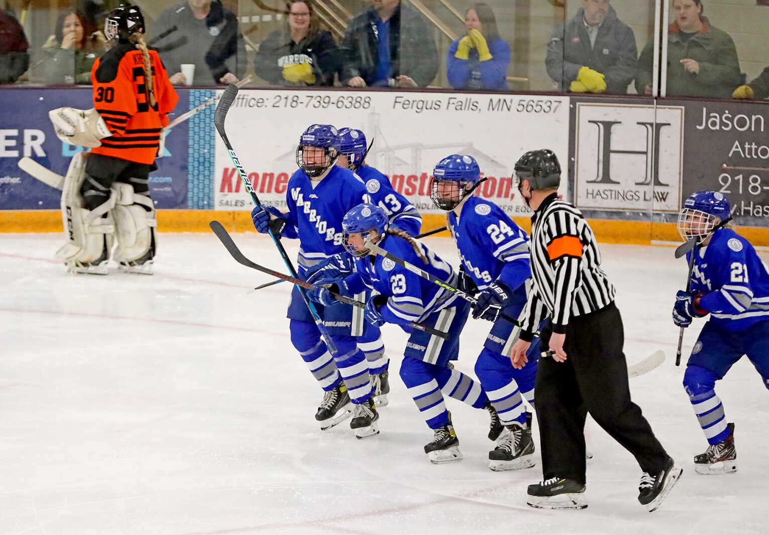 Brainerd/Little Falls girls hockey take on the Moorhead Spuds Thursday, Feb. 17, 2022, during the Section 8-2A Section Final in Fergus Falls.