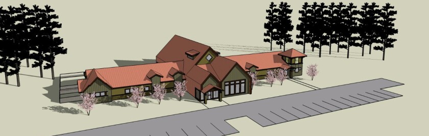 While designs for Paws and Claws Rescue and Resort are not finalized, this concept drawing is a fair representation of what the board hopes to build in the coming year or so. Submitted photo