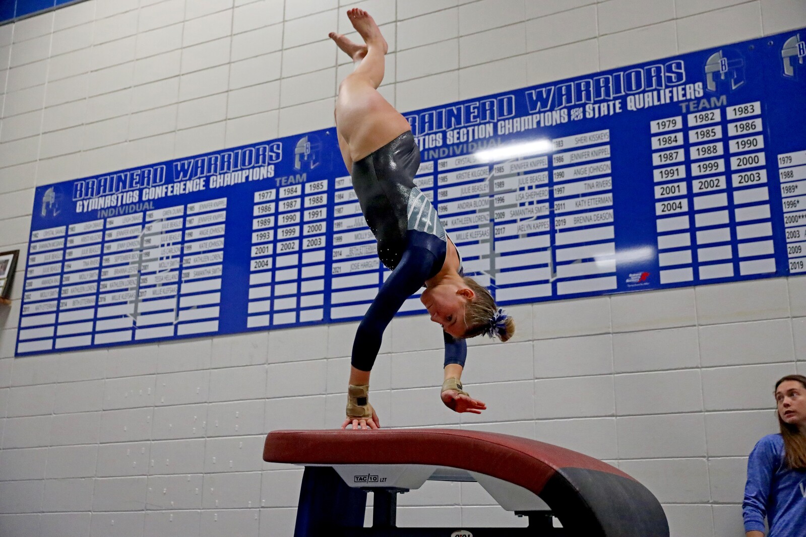 Brainerd gymnastics against Sauk Rapids on Friday, Jan. 13, 2023, at Brainerd.