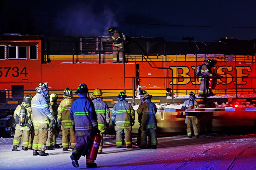 7 Train Fire Locomotive fire prompts train to meet Brainerd firefighters at crossing ...