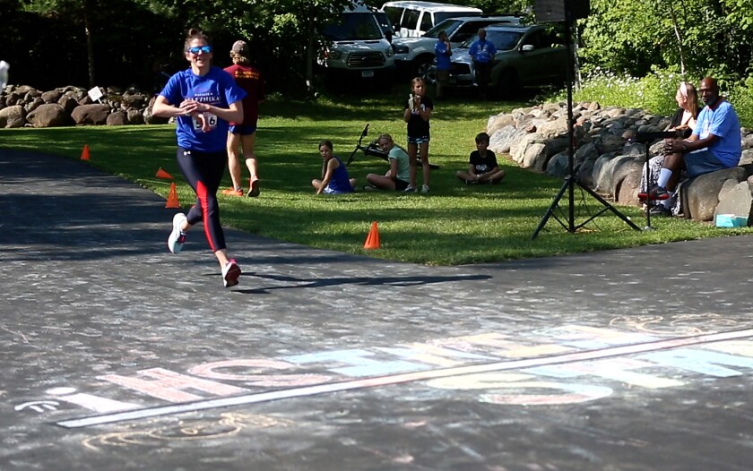 Woman finishing a race