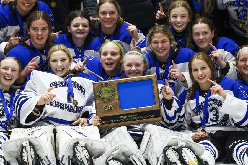 Proctor/Hermantown girls hockey shut out Marshall School to win Section 7A Final.