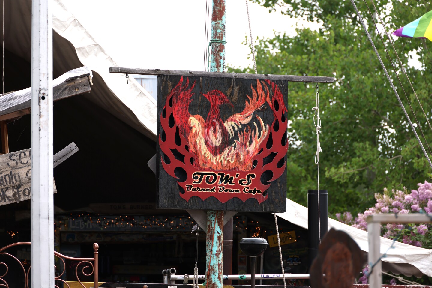 Cafe sign with rising phoenix