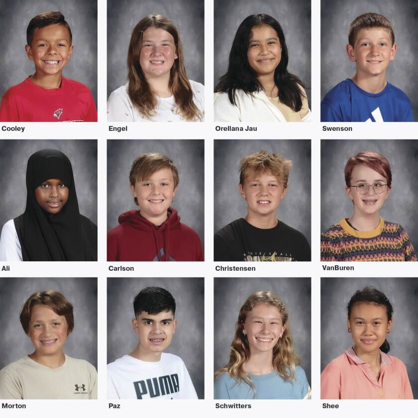 Group of indiviudal photos of Willmar Middle School October 2022 students of the month