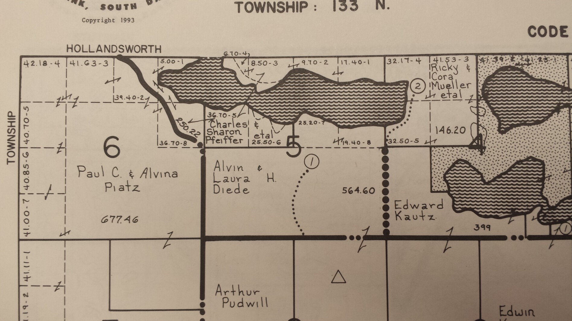 Diede family farm plot map, 1993
