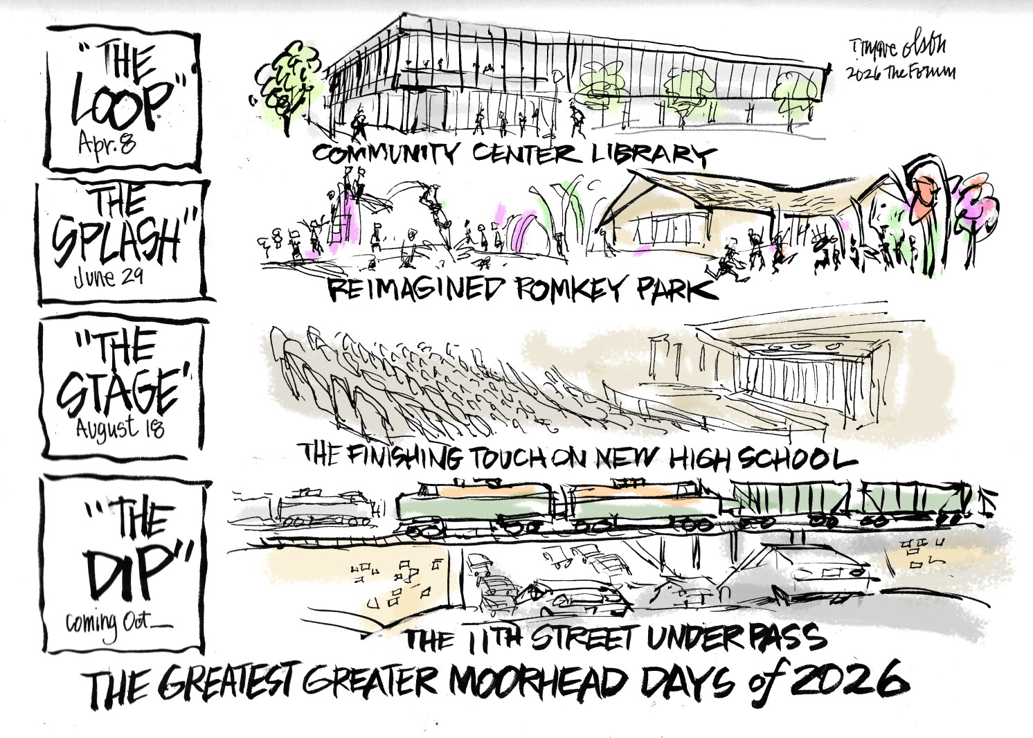 Trygve Olson cartoon: Greatest Moorhead Days