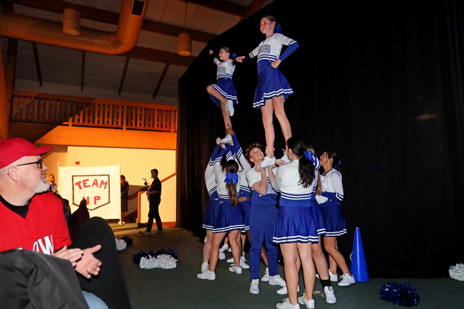 The Brainerd Cheer Team performs a cheer during the ninth-annual Brainerd Lakes Chamber of Commerce Celebration of Excellence award dinner Nov. 17, 2022, at Cragun's Resort on Gull Lake near Brainerd.