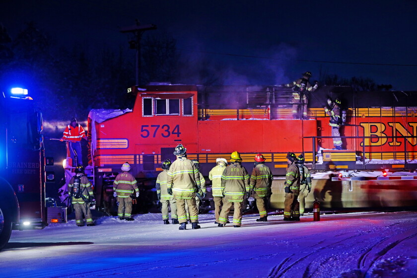 F Train Fire Locomotive fire prompts train to meet Brainerd firefighters at crossing ...