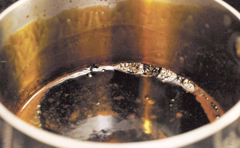 A balsamic vinegar reduction is drizzled