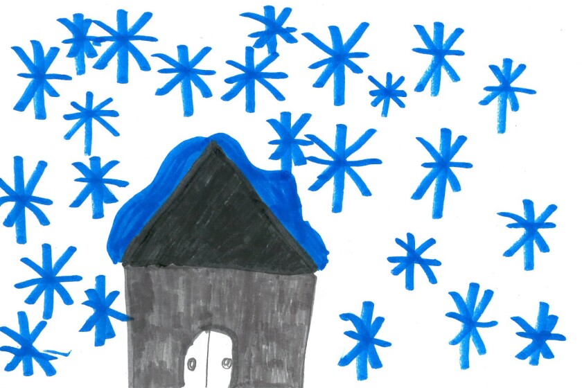 Winter, again. Weather drawing by Penelope Louise of Mrs. Smith's first-grade class at St. Francis of the Lakes Catholic School.