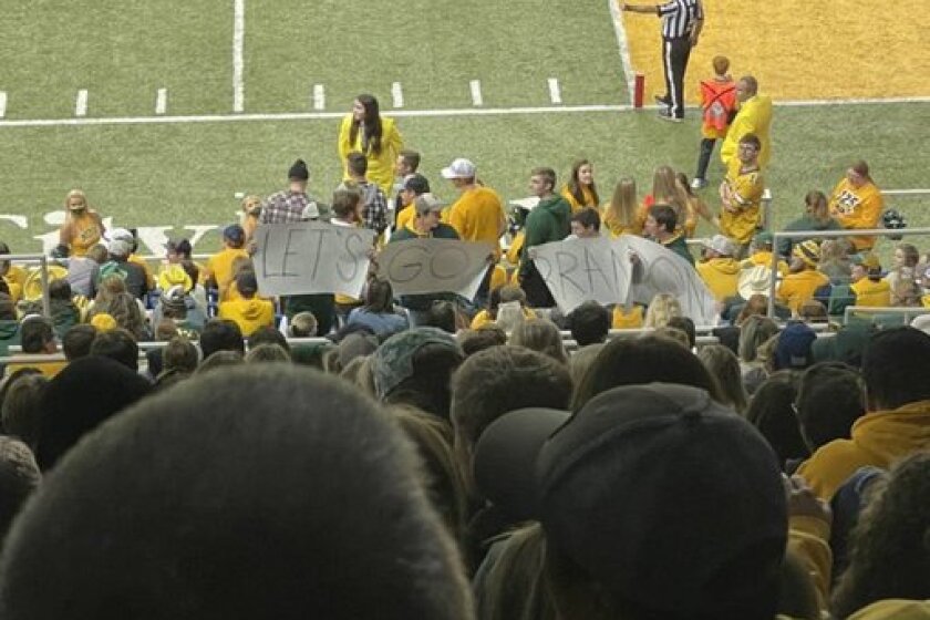 Mcfeely Let S Go Brandon Sign Shows Up At Bison Game Upsetting Some Fans Because Of Its Coded Political Meaning Inforum Fargo Moorhead And West Fargo News Weather And Sports Mcfeely Let S Go Brandon Sign Shows Up At Bison Game Upsetting Some Fans Because Of Its Coded Political Meaning Inforum Fargo Moorhead And West Fargo News Weather And Sports