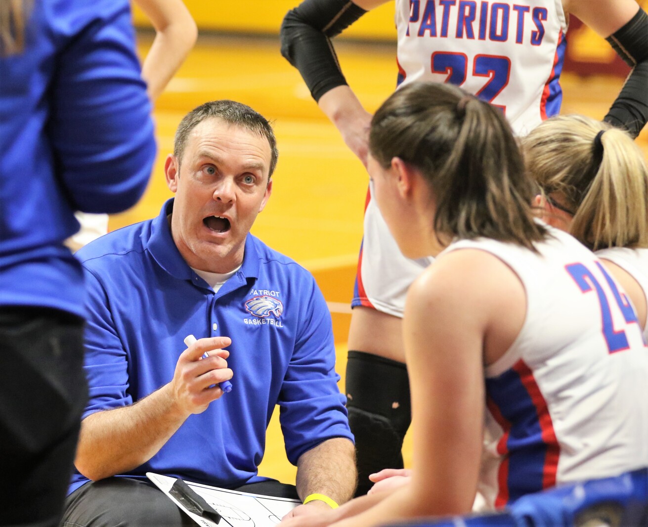 Pequot Lakes Patriots girls basketball during the 2022 Class 2A State Tournament.