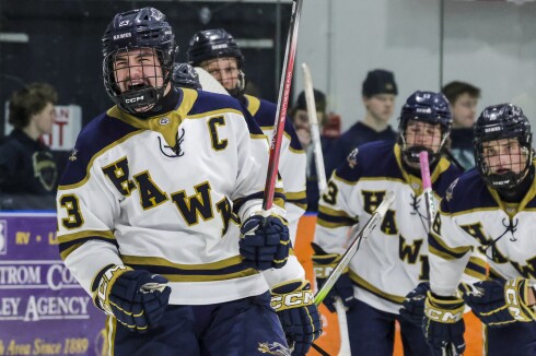 high school boys play ice hockey