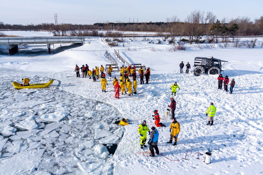 Ice Rescue Course Numerous agencies take part in annual ice rescue training in Cass ...
