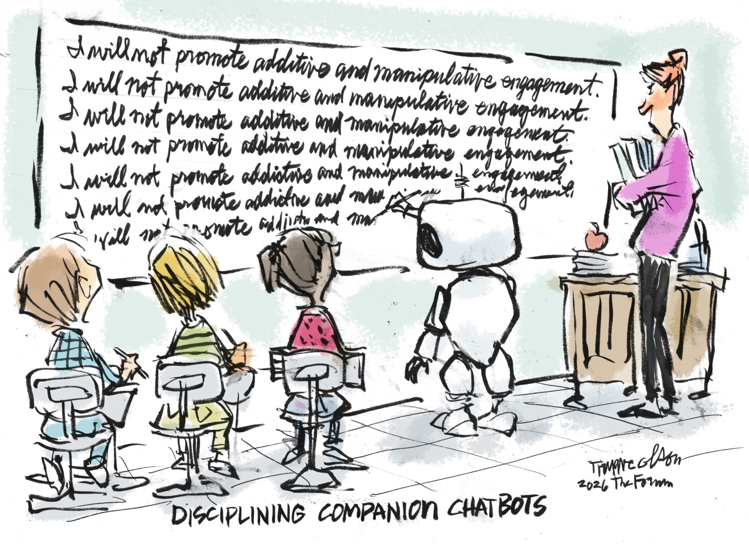 Trygve Olson cartoon: Chatbot discipline