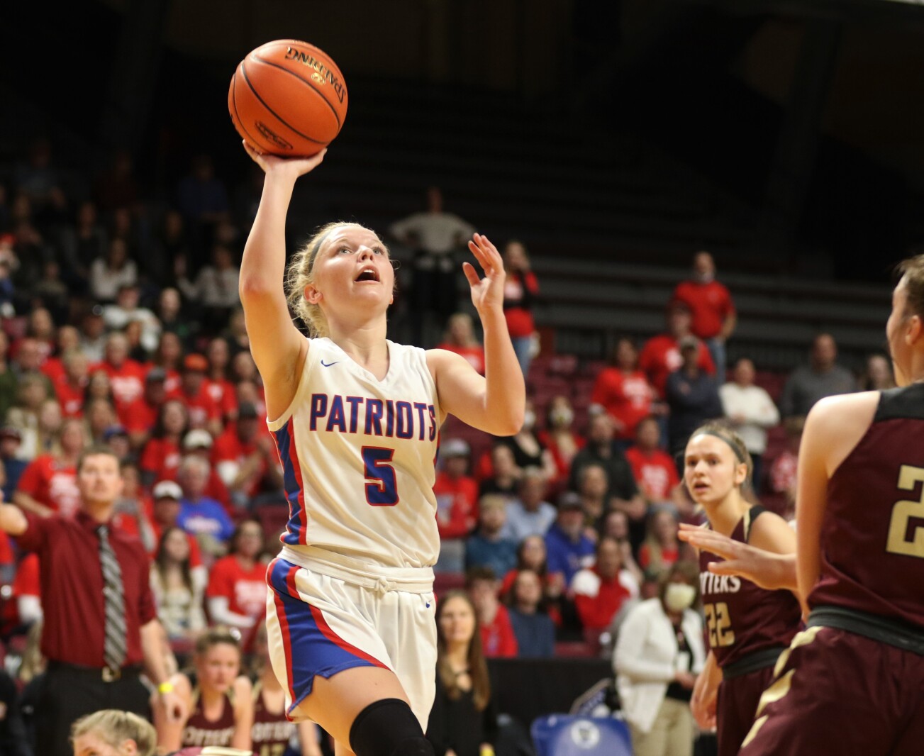 Pequot Lakes Patriots girls basketball during the 2022 Class 2A State Tournament.