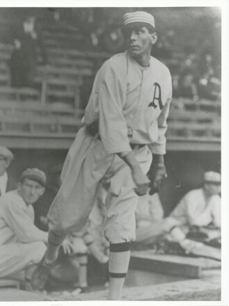 Charles Bender in uniform as part of the Philadelphia Athletics baseball team.