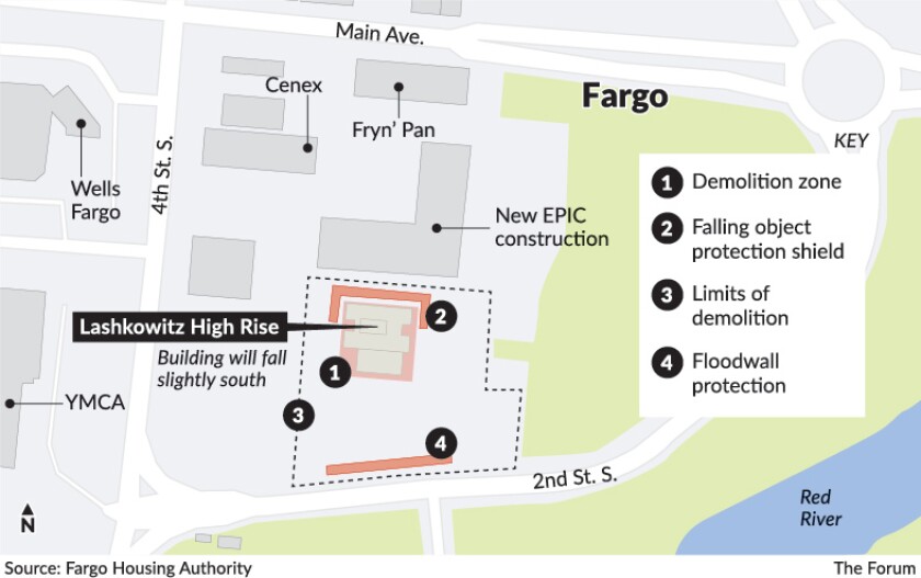 Sky peeks through Fargo high-rise as it's stripped down ahead of ...