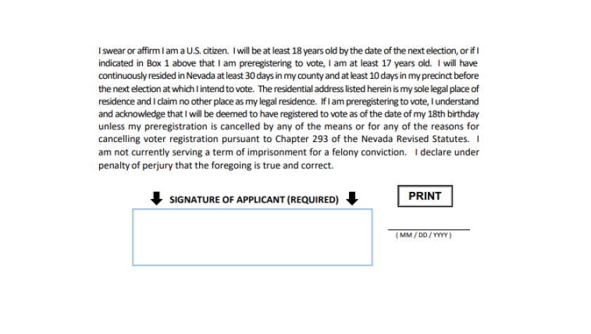 EMBED: Nevada voter registration form signature block
