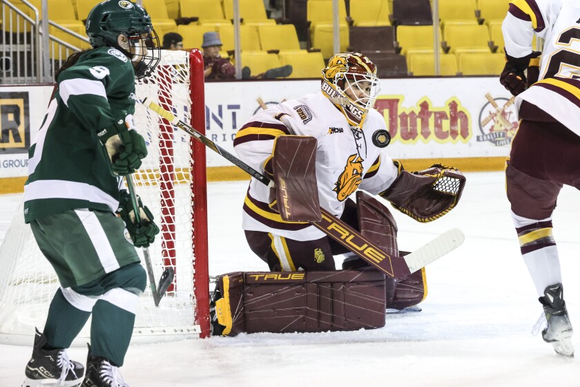college women play ice hockey