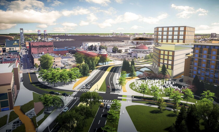 An artist's conception of a future Duluth downtown.