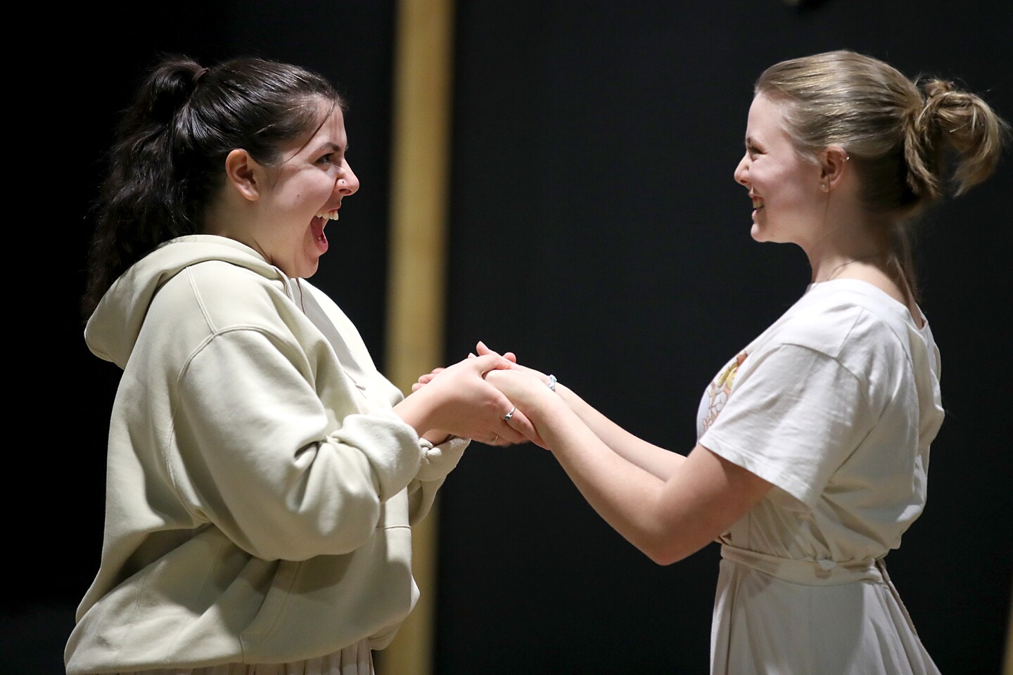 Actors perform a scene.