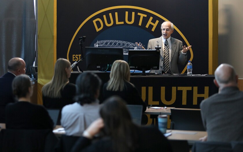 Bob Scales, CEO of Police Strategies LLC., talks to the crowd about the Demographic Disparity Analysis