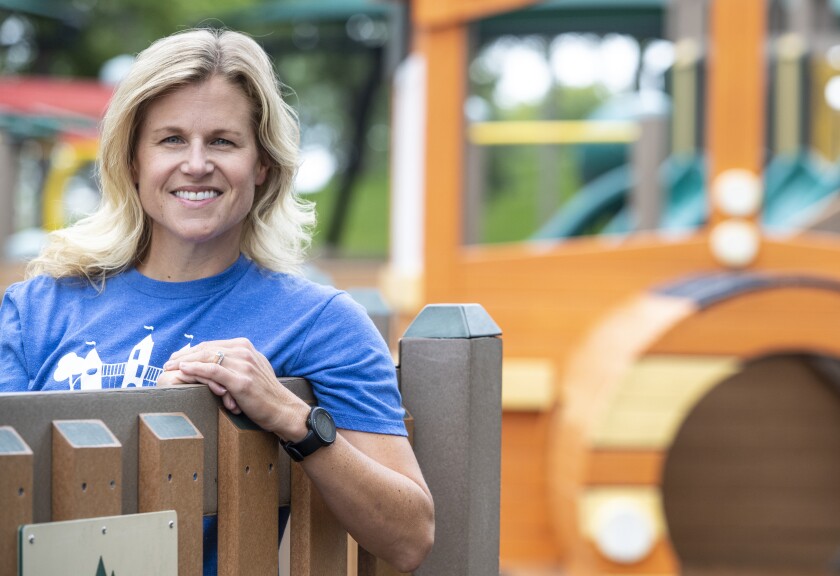 Rachel Skretvedt poses for a portrait at the Robbins Island Destination Playground in Willmar on Thursday, August 25, 2022.