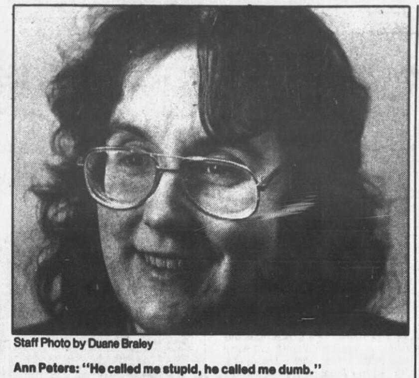 Ann Peters during a jail interview in 1984 talking to reporters from the Star Tribune. Newspapers.jpg