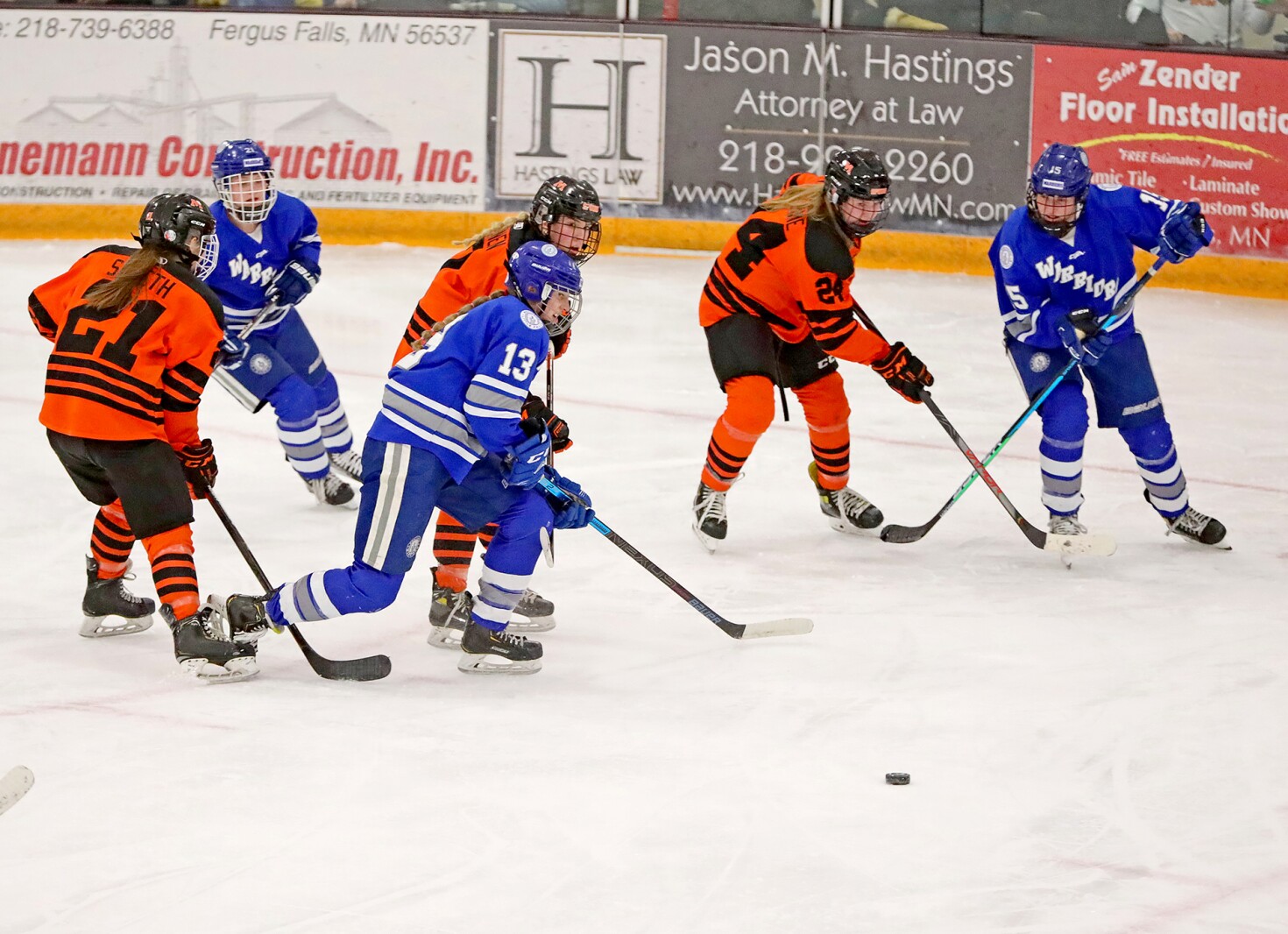 Brainerd/Little Falls girls hockey take on the Moorhead Spuds Thursday, Feb. 17, 2022, during the Section 8-2A Section Final in Fergus Falls.