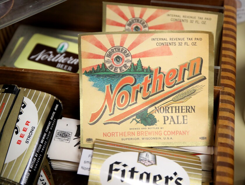 Beer labels in a box.