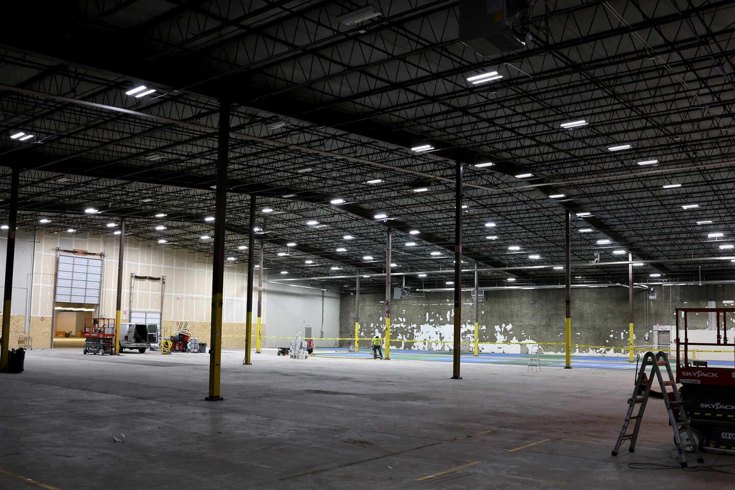 Inside the sports complex.