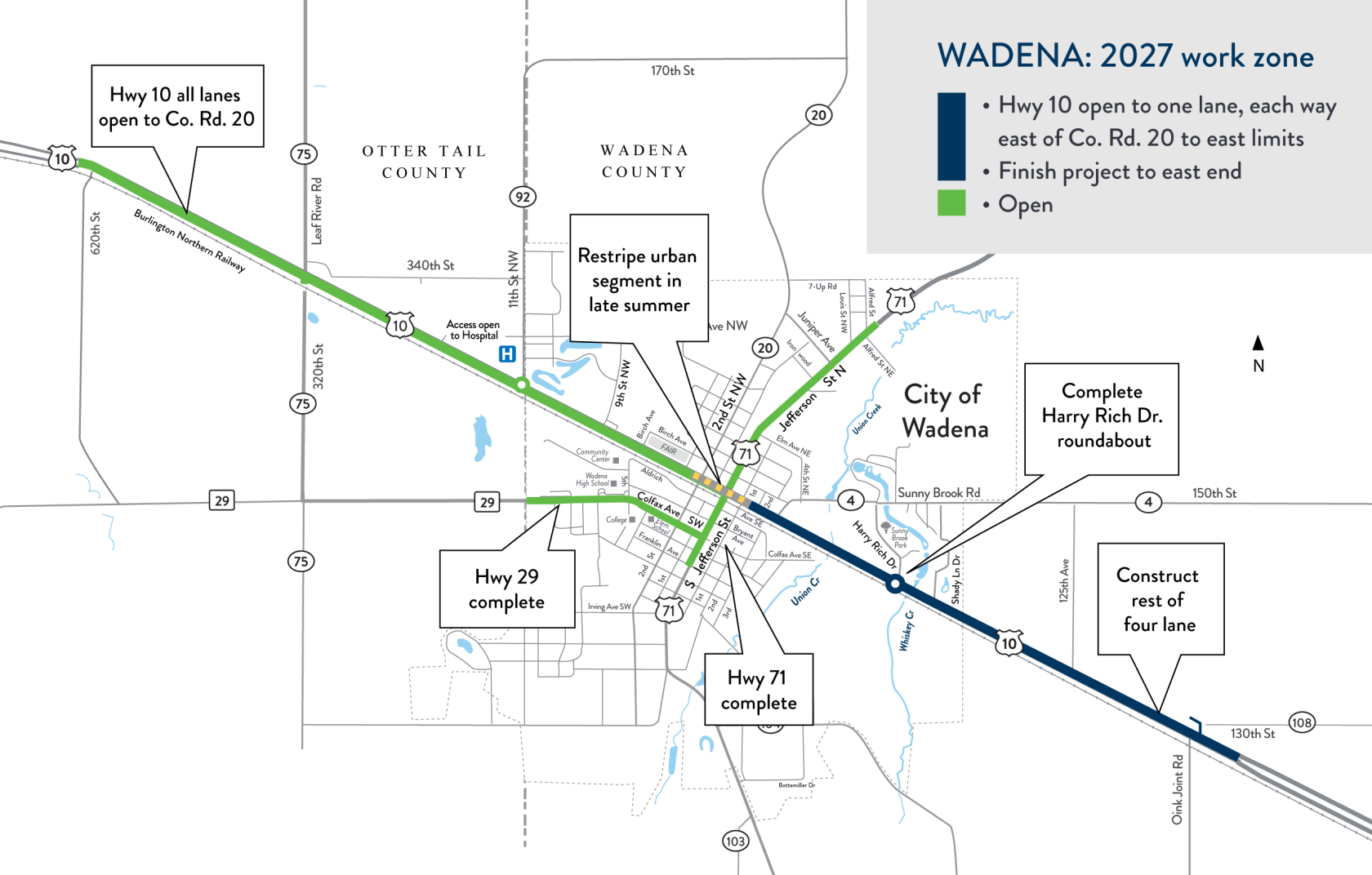 Wadena Map Highway 71 reopens with Highway 10 close behind - Wadena Pioneer ...