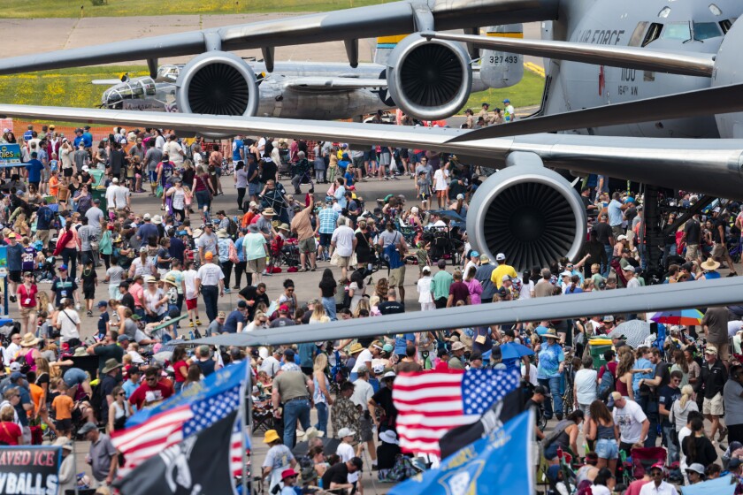 military aircraft on display at airshow