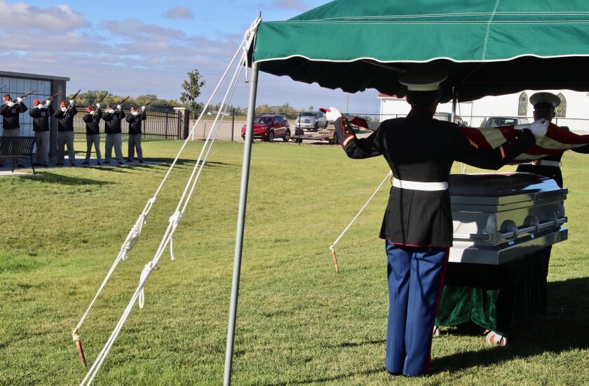 The Fargo Memorial Honor Guard during 21-gun salute for the funeral of David C. Isom at Fargo National Cemetery on Wednesday, Sept. 21, 2022.jpg
