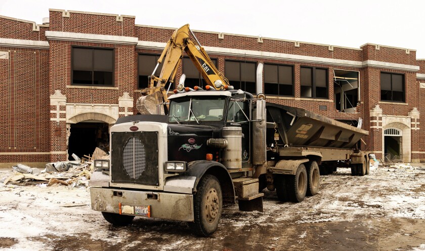 The McCook Central school district's 1924 building demolition project began Monday. The building is pictured on Friday. (Caitlynn Peetz/Republic)