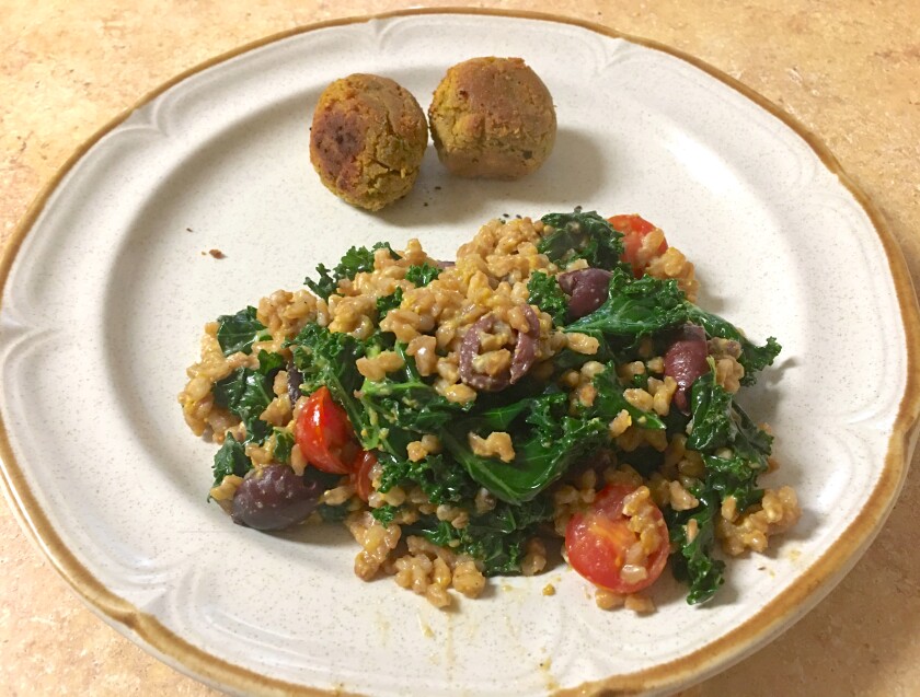 Farro and Kale Scramble on a plate