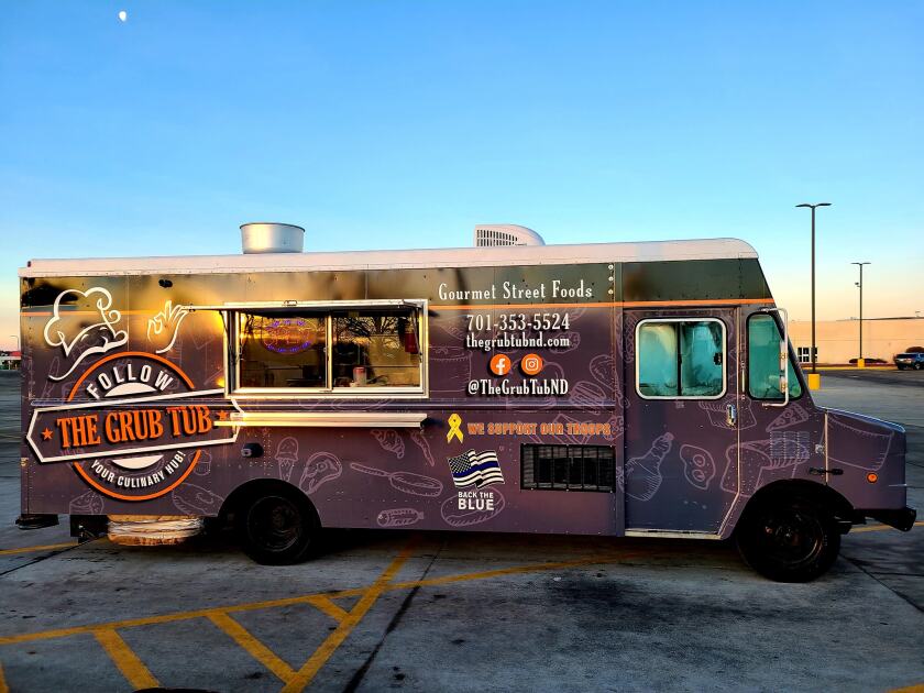 The Grub Tub food truck is pictured at the Prairie Hills Mall parking lot in 2021.