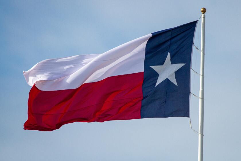 Texas flag blowing in the breeze