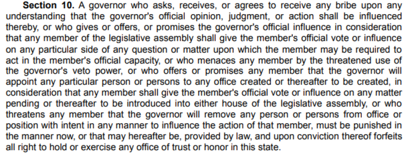 Artivle V, Section 10, of the North Dakota Constitution