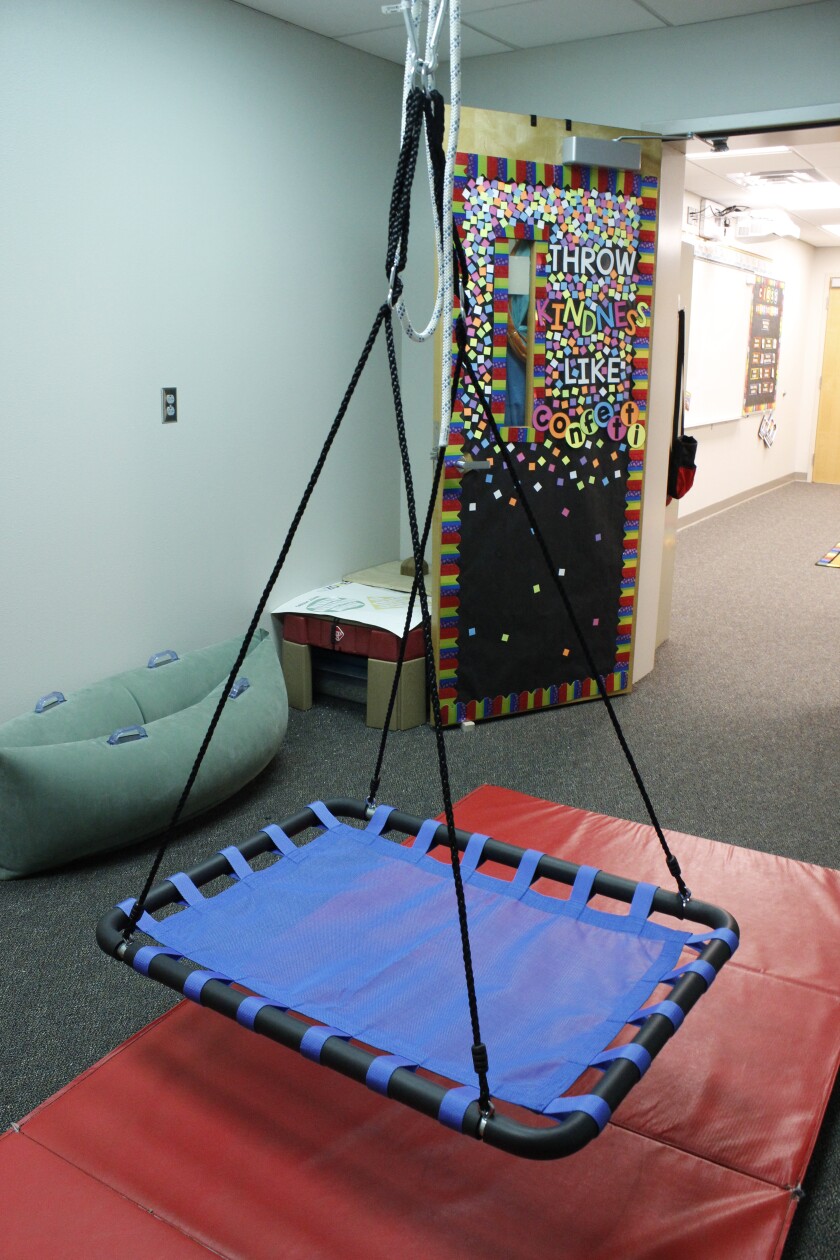 The sensory room located in the new extension building at Woonsocket Elementary offers a quiet space for students with autism that are experiencing high levels of anxiety. (Sheila Slater/Daily Republic)