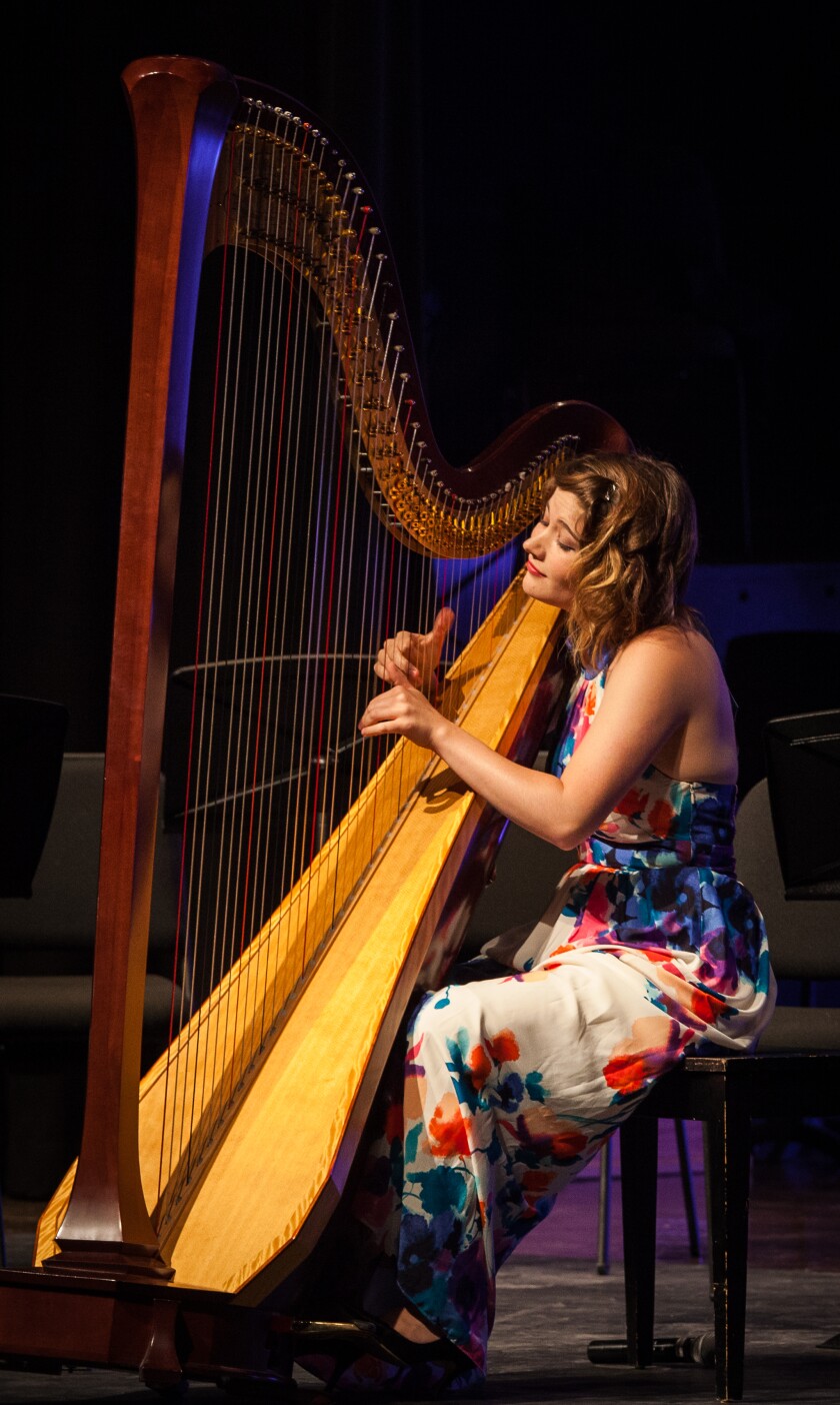 Emily Levin soloing at the Lakes Area Music Festival.