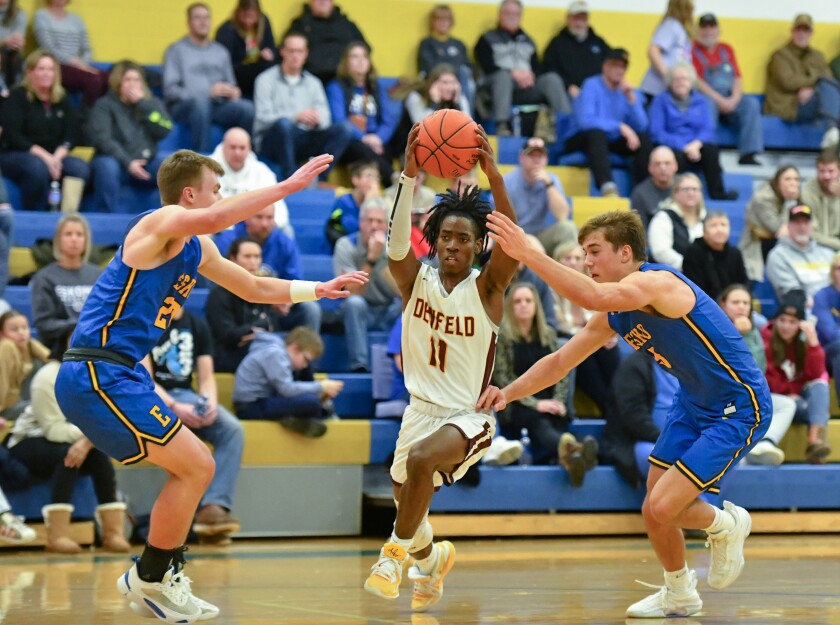 Player drives to basket