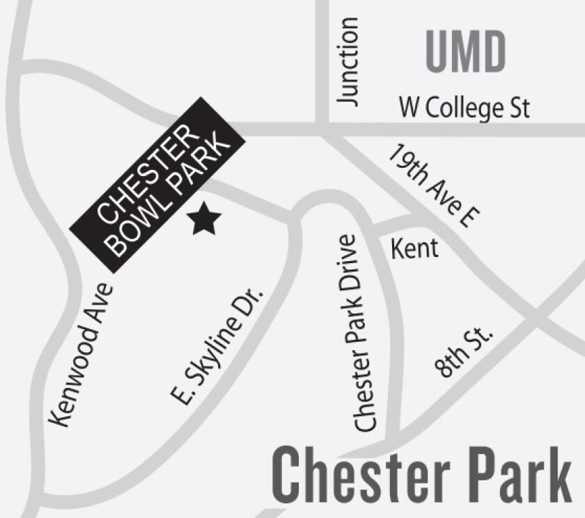 A map shows the location of Chester Bowl Park near UMD.